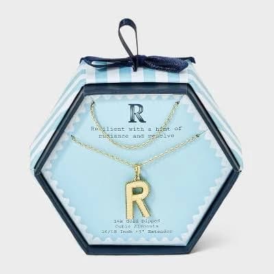 target 14K Gold Dipped Cubic Zirconia Duo Initial Multi-Strand Necklace