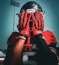 OG Reaper Bones Football Gloves (Black & White Bones) - Red w/ Black Bones / Adult Medium