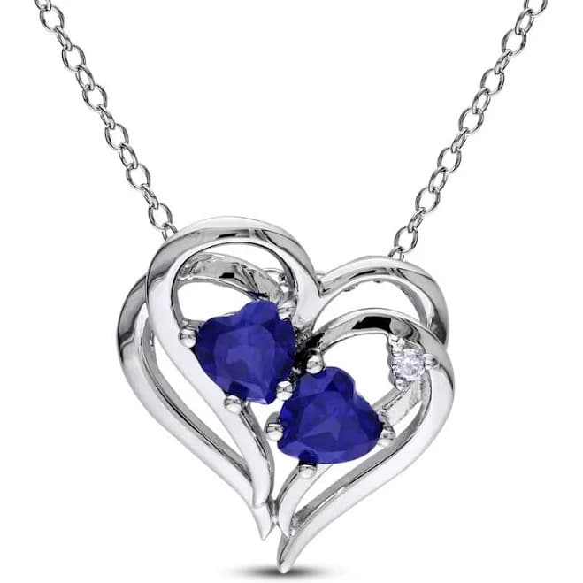 Stella Grace Sterling Silver Lab-Created Sapphire Heart Pendant