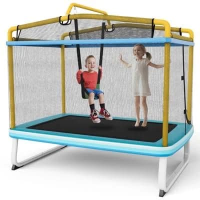 Gymax 6' Rectangle Kids Trampoline 3-in-1
