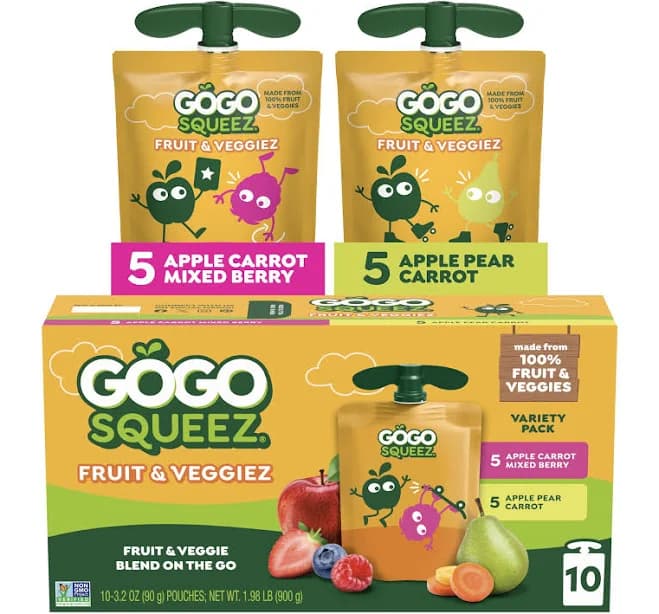 Gogo Squeez Fruit & VeggieZ No Sugar Added Applesauce Variety Pouches