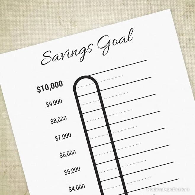 Savings Goal Printable, $10,000