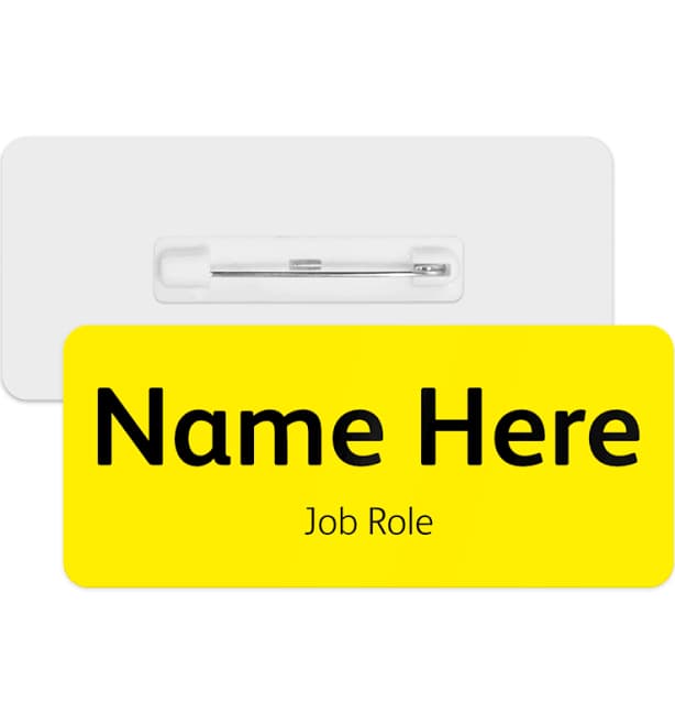 Name Badge - Classic Yellow - Large Name with Job Role | Personalised Badge | #Hello My Name Is... Badge | Personalised Metal ID Reel