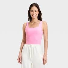 Women's Everyday Soft Square Neck Twist Back Support Tank Top - All In Motion™ Light Pink XS : Target