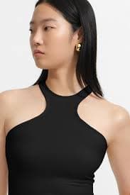 Ribbed Racer-Neck Fitted Tank Top - Arbor Racer Tank | Marcella
