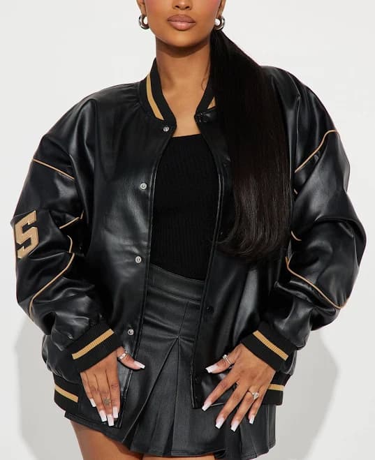 Fashion Nova Women's Cozy in Brooklyn Faux Leather Bomber Jacket