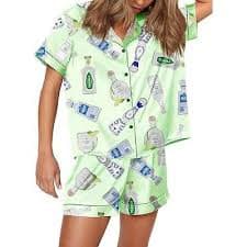 SHESHOW Womens Button Down Pajama Sets Soft Button Down Loungewear 2 Piece Outfits Funny Satin Pjs Shorts Set S : Target