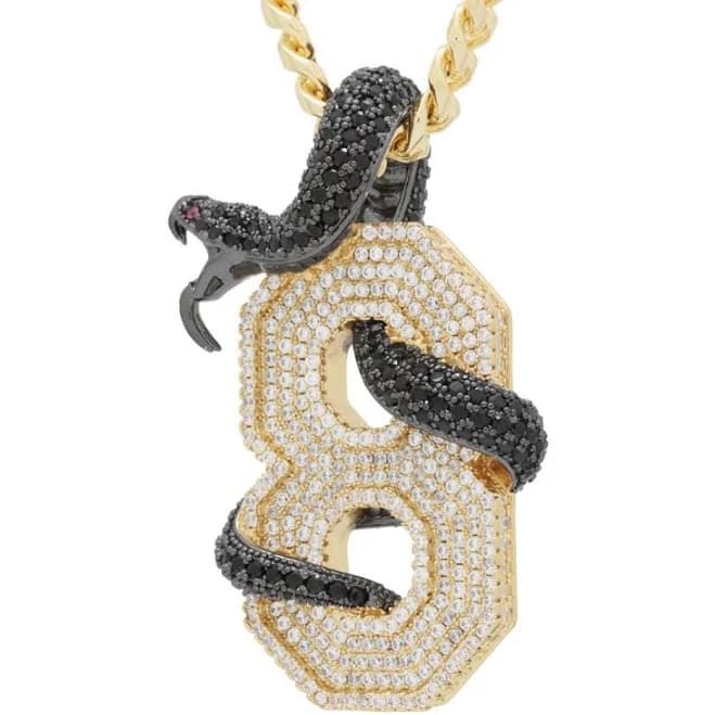 Black Mamba Collection 14K Gold Number 8 Necklace
