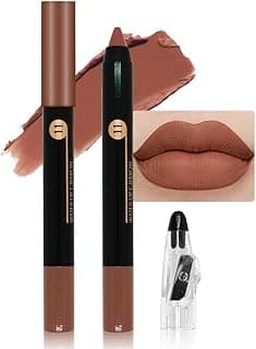 Nude Brown Matte Lip Liner Crayon with Sharpener - Waterproof Smudgeproof Long-Wear Lip Pencil, Creamy Pigmented Lip Crayon for Women, 12HR Stay Silky Velvet Lip Liner 11#