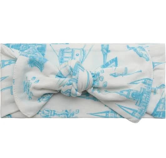 Bow Headband | Super Soft Viscose Bamboo | Blue Toile Print | Free Shipping >$50