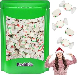 Fruidles Christmas Sweet Taffy, Red, Green & White, Mixed Fruit Flavor, Kosher Parve Dairy, Individually Wrapped Taffy (Half-Pound)
