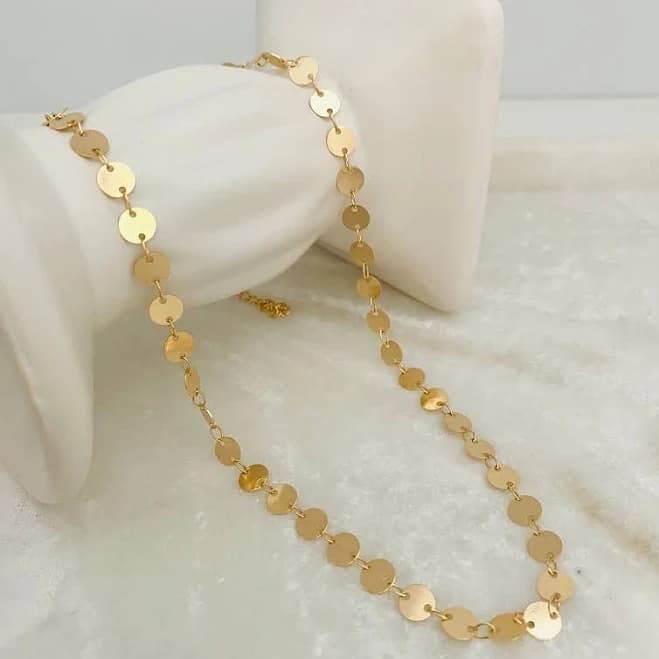 Dainty Gold Filled Disc Necklace