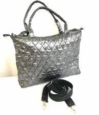 Puffer crossbody bag/Quilted workbag/Silver quilt bag/Glitter handbag/Puffer mini bag