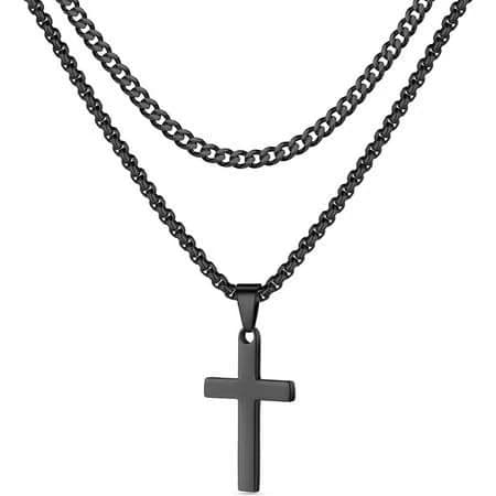 Men's Cross Pendant Cuban Link Chain Necklace