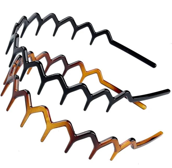 Zig Zag Headbands, Recycled Plastic Wavy Hair Band With Teeth Hair