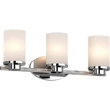 3-Light Chrome Bathroom Vanity with Frosted Glass Shades