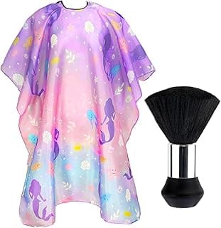 FEBSNOW Kids Hair Cutting Cape, Professional Barber Cape and Neck Duster Brush Cartoon Hairdresser Apron with Adjustable Closure for Children & Adults 55x39 Inches