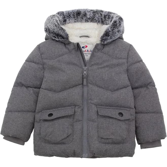 Rokka&Rolla Baby Boys' Sherpa Lined Hooded Puffer Coat