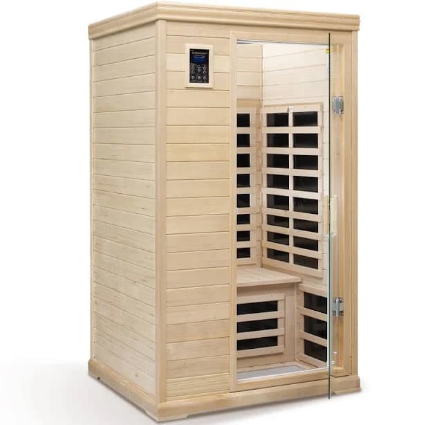 Two-Person Far-Infrared Hemlock Indoor Sauna Room with Bluetooth and LED Lights