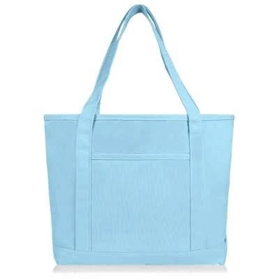 Dalix 20" Solid Color Cotton Canvas Shopping Tote Bag