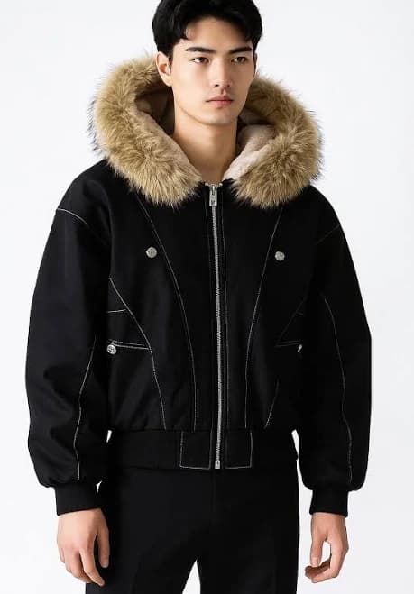 Gothic Harajuku Fur Collar Hooded Parka