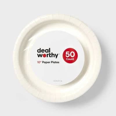 50ct White Disposable Paper Plates
