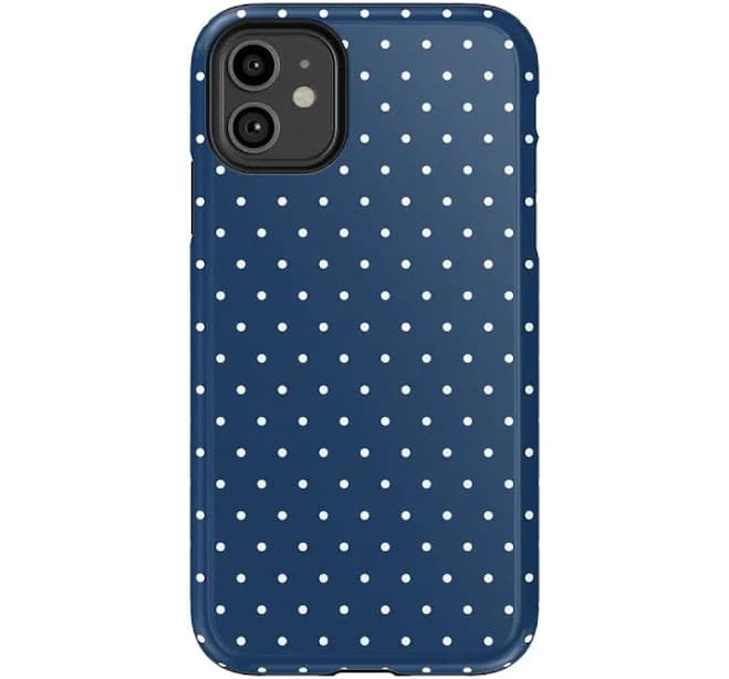 Casely iPhone 11 On the Dot | Navy Polka Dot Case Essential