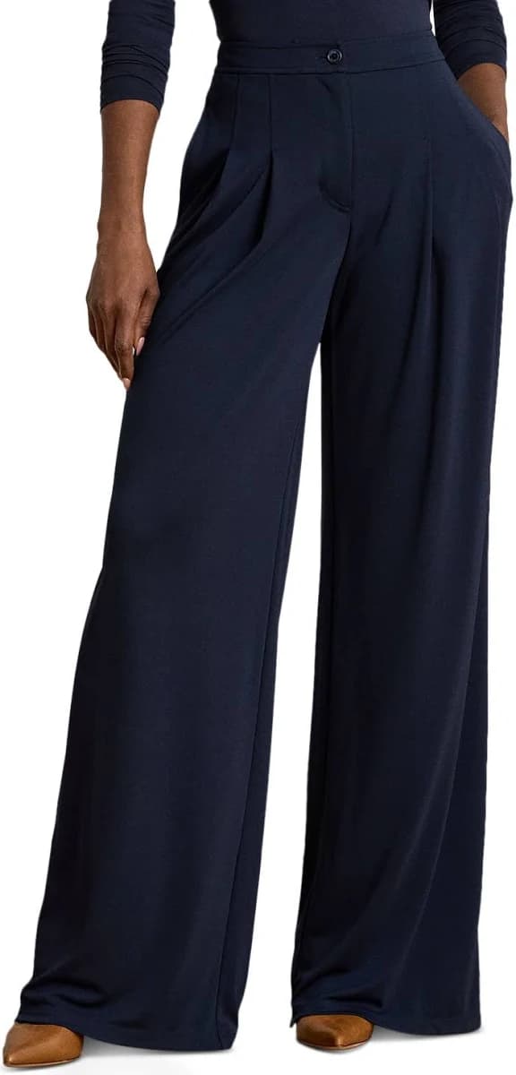 Ralph Lauren Women's Pleated Stretch Jersey Wide-Leg Pants