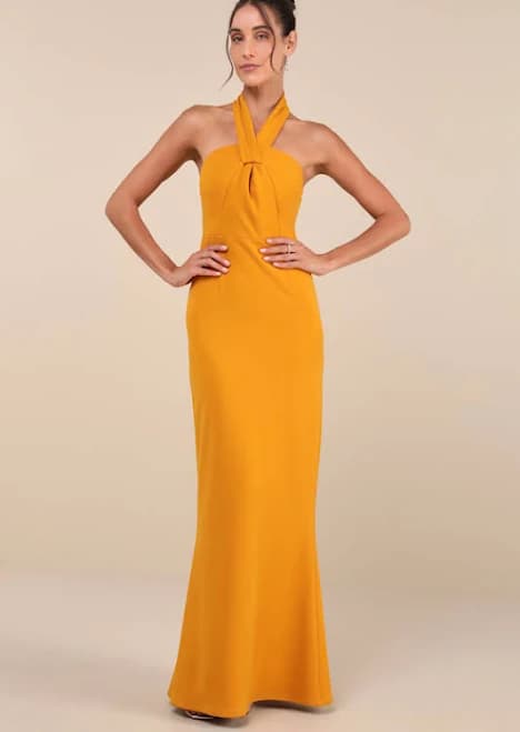 Lulus Halter Neck Backless Maxi Dress