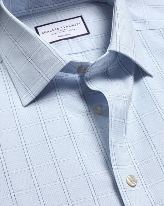 Charles Tyrwhitt Men's Prince of Wales Checkered Non-Iron Dress Shirt