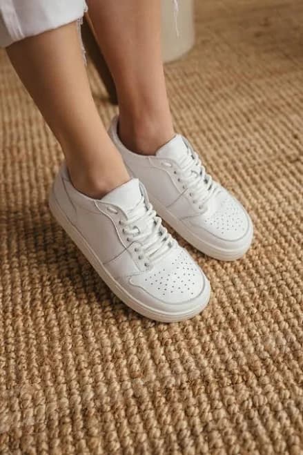 Stylish Leather Perforation Sneakers