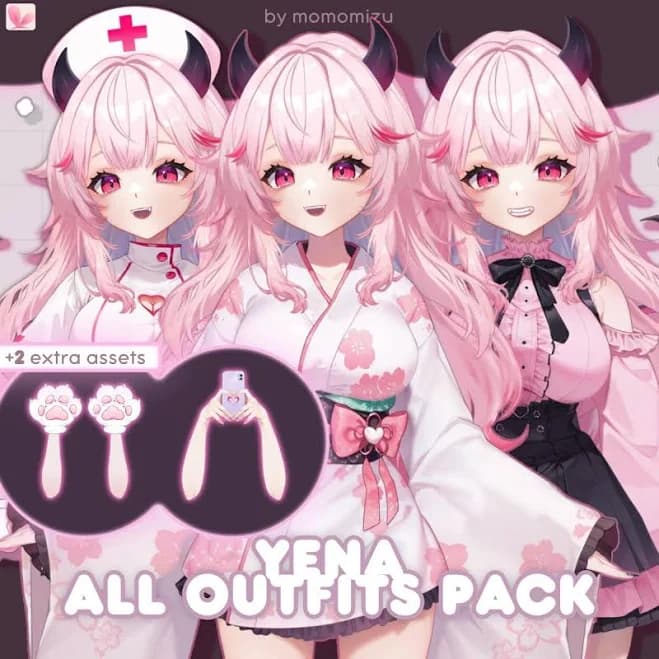 yena all outfits pack - vtuber model outfits for vtube studio - full body vtubers - customizable vtuber | momomizuvt