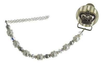 Crown Pacifier Clip with Matching Pearls