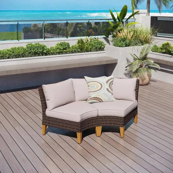Phi Villa Outdoor Patio Fan-Shaped Lounge Chairs