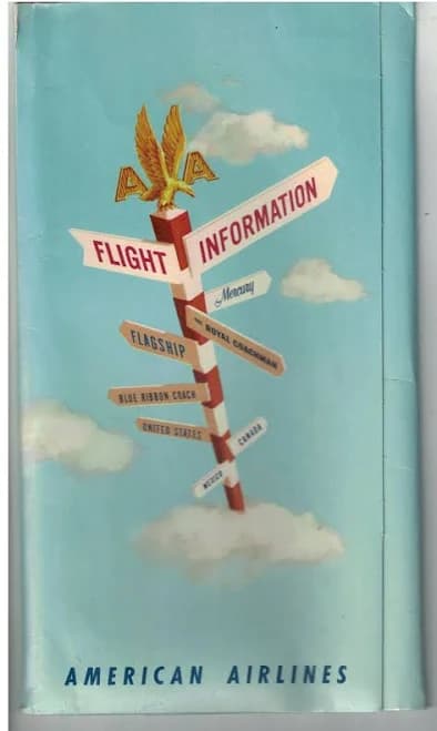 1950s American Airlines Flight Information Packet Folder Only