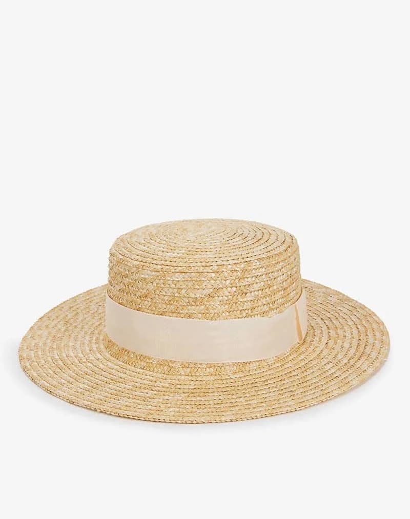 Boutique Bonita Womens Cream Boater Ribbon-embellished Straw Hat