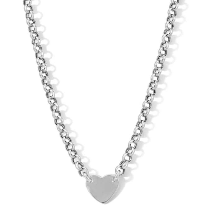 Zales Sterling Silver Hollow Heart Charm Necklace