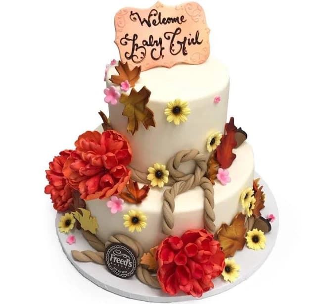 Country Floral Tier Cake w Cream