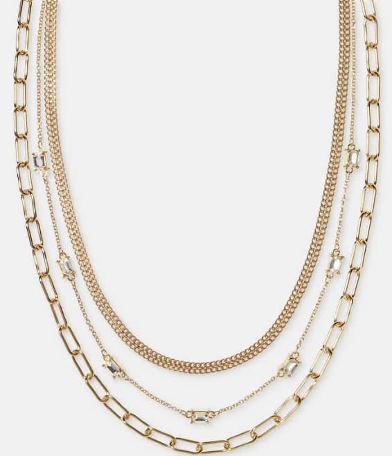 On 34th Women's Multi Strand Mixed Chain Layered Necklace