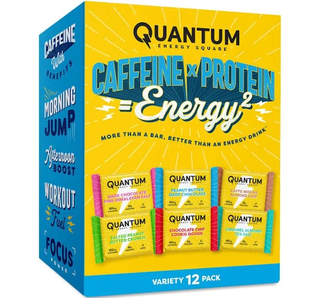 Quantum Energy Squares Caffeine & Protein Bars Variety Pack