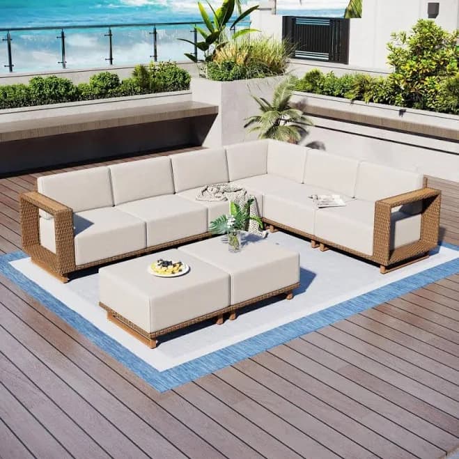 Phi Villa 8 Seat 8-Piece Outdoor Sectional Set