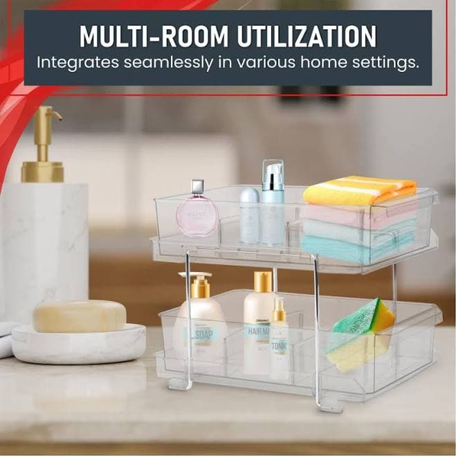 Top Out Miami, LLC 2-Tier Clear Pull-Out Drawer Organizer