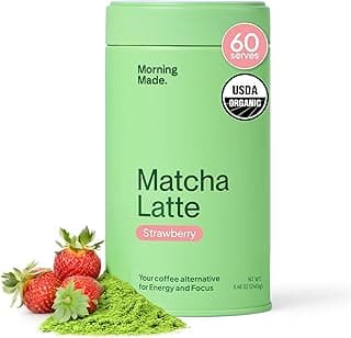 Morning Made Strawberry Ceremonial Grade Matcha Powder - USDA Organic Japanese Green Tea Matcha Powder from Uji Japan - Vegan, Gluten-Free, Resealable Tin (10.6 oz, 60 Servings)