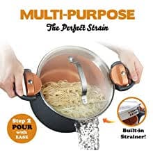 Amazon.com: GOTHAM STEEL Double Sided Pan and 5 Quart Stock Multipurpose Pasta Pot Bundle | Nonstick Copper Easy to Flip Pan and Pasta Pot with Strainer Lid: Home & Kitchen