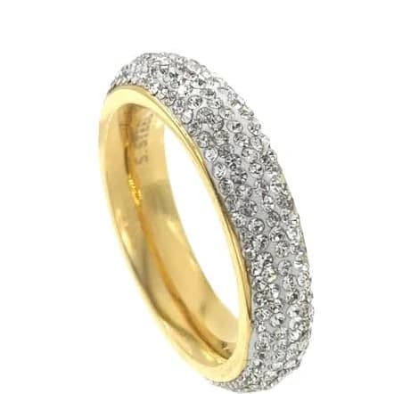 Stainless Steel Crystal Pave Eternity Band Ring