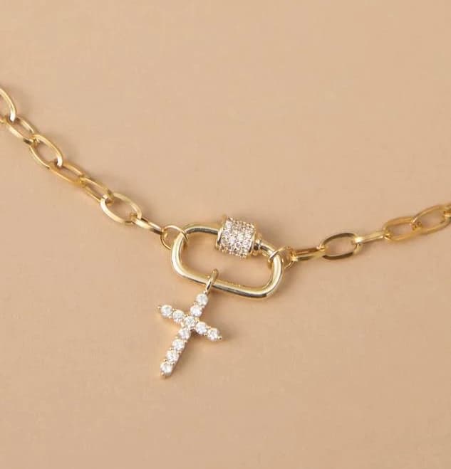Altar'd State Stainless Steel Cross Charm Chain Necklace