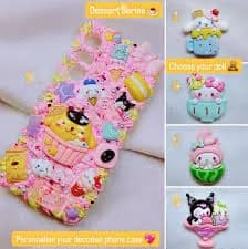 Kawaii Sanrio Decoden Phone Case Any Device Custom Pompompurin Hello Kitty My Melody Cinnamoroll Kuromi Decora Custom Decoden Cases