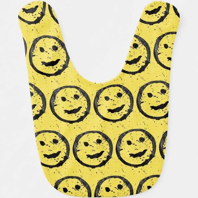 Cool Stained Happy Smiling face pattern yellow Baby Bib
