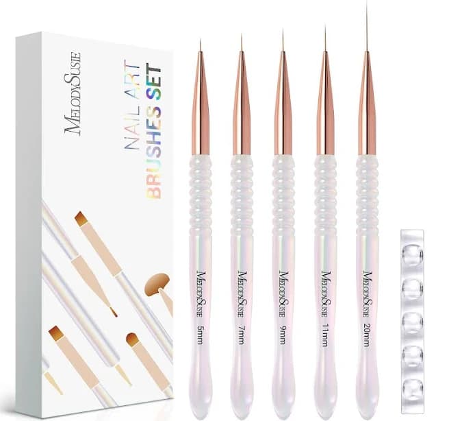 5pcs Nail Art Liner Brushes with Nail Brush Holder