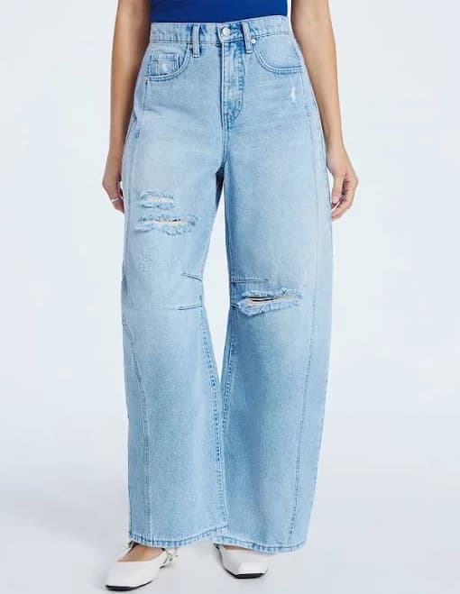 Scoop Women's High-Rise Ankle Barrel Distressed Jeans